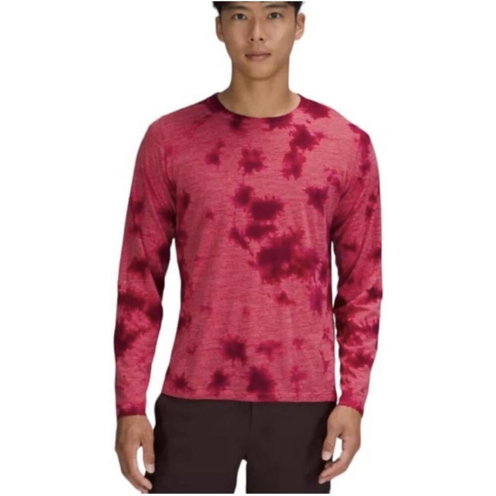 Lululemon Lab Wool-Blend Tie Dye Long Sleeve Shirt Sz L Large Red Burgundy